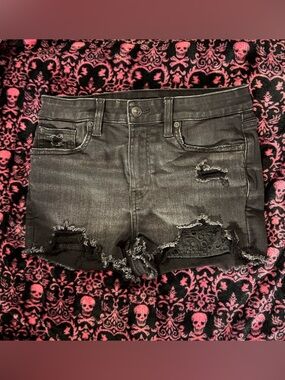 American Eagle Outfitters Black Distressed Denim Cutoff Shorts